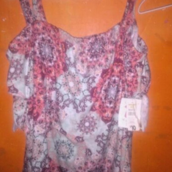 Bobbie Brooks Off The Shoulder FLORAL Peasant BlouseTop Shirt Small Size 6 - Picture 1 of 2